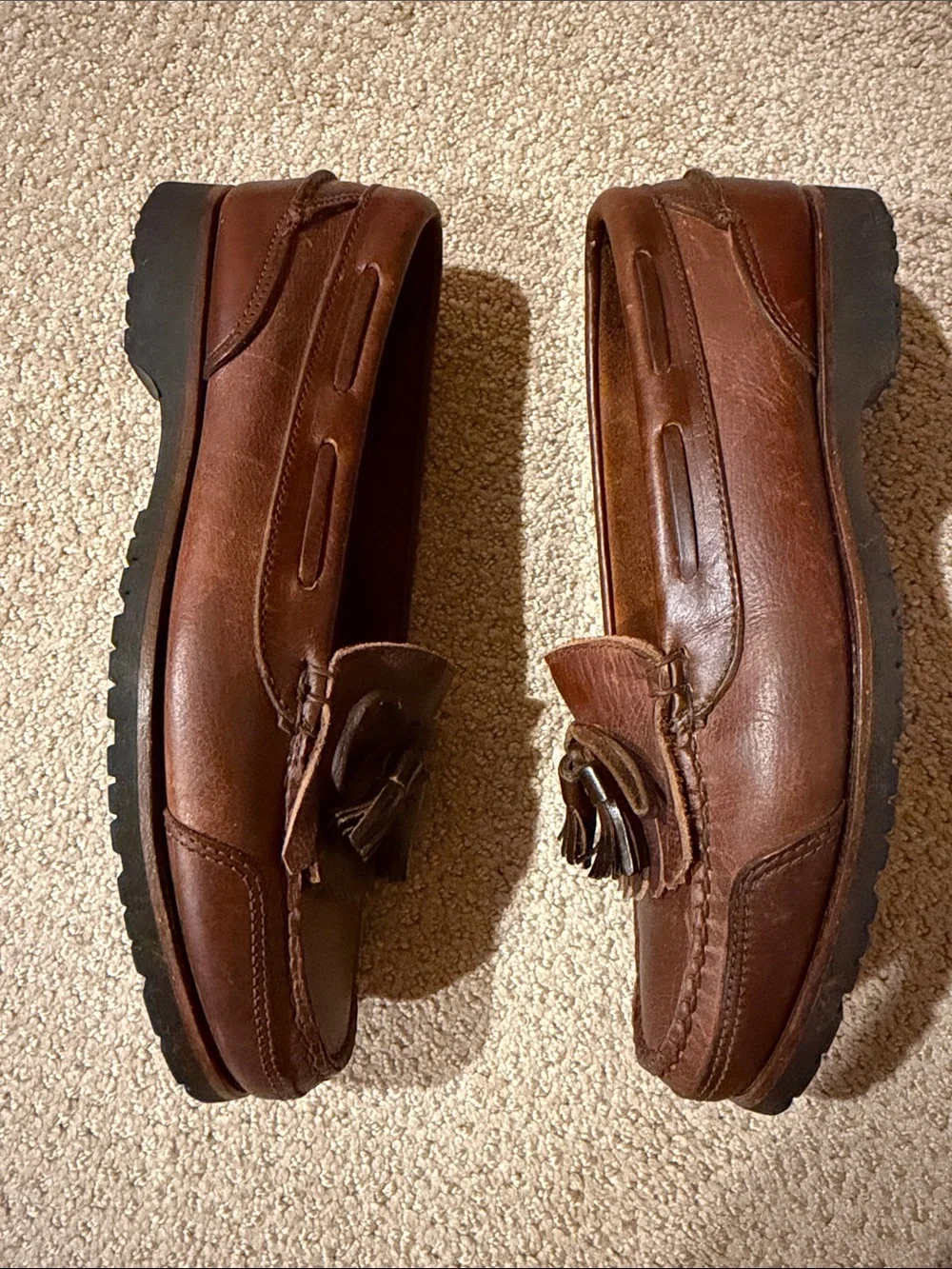 Cole Haan Men’s Chestnut Brown Leather Tassel Kiltie Loafers